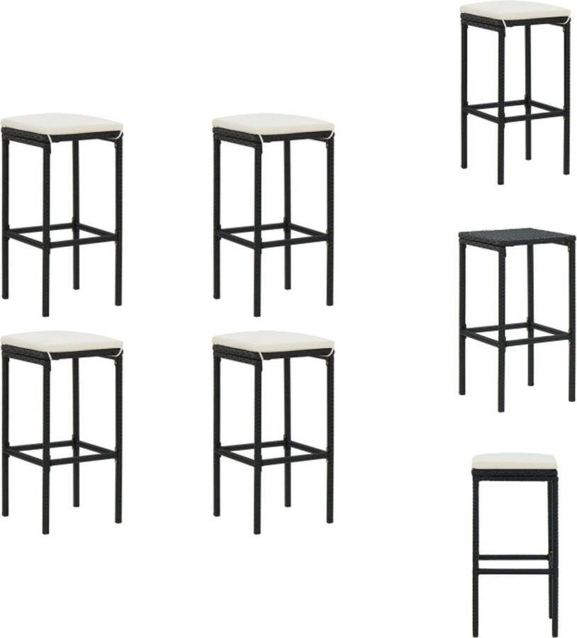 VidaXL Barkruk Set PE-rattan Staal Zwart 38x38x76cm Met Kussen 4 Stuks Barkruk