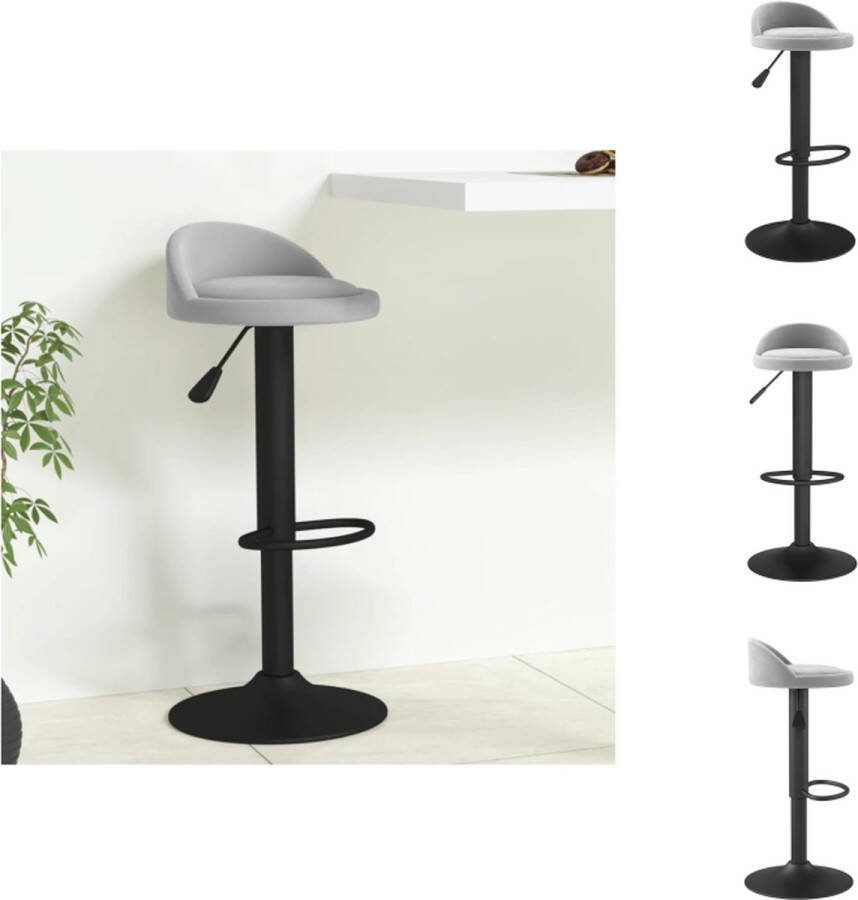 VidaXL Barkruk Velvet Lichtgrijs 36x38x72-94 cm Draaibaar Barkruk