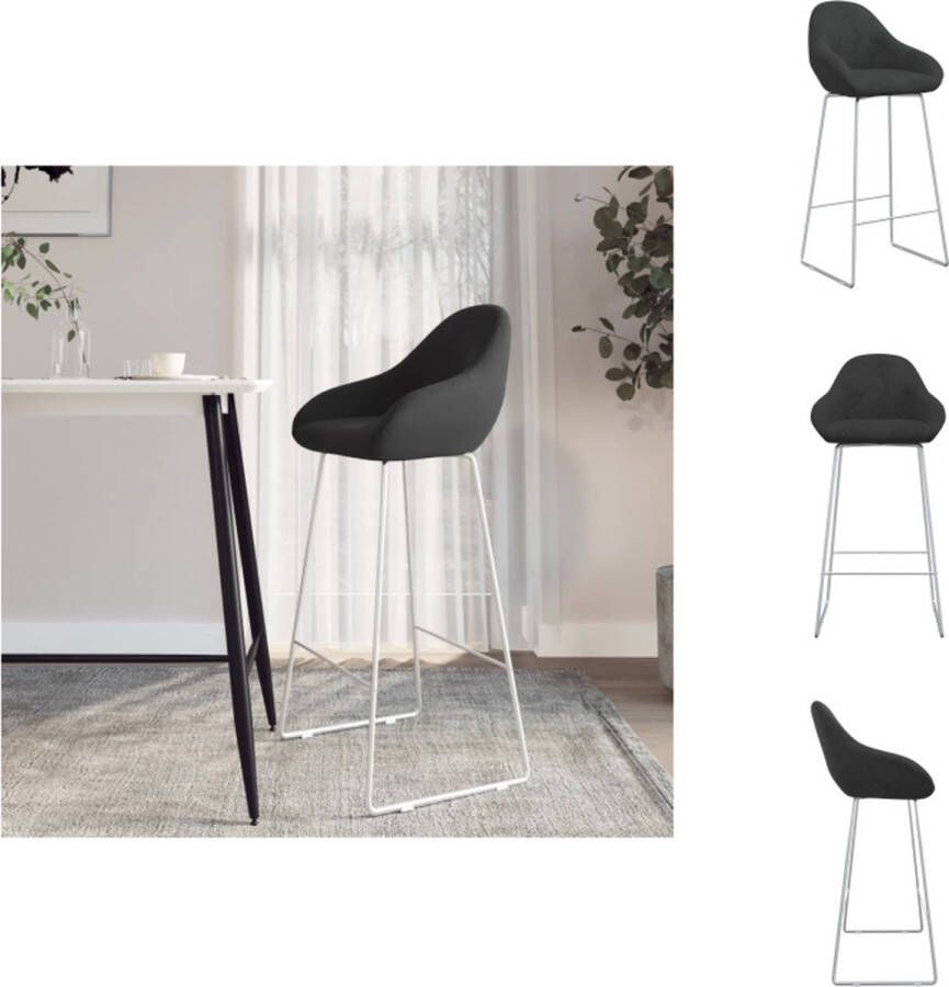 VidaXL Barkruk Zwart Fluweel 52x57x94cm Trendy en stevig Optimaal zitcomfort Voetensteun Armleuningen Montage vereist Barkruk