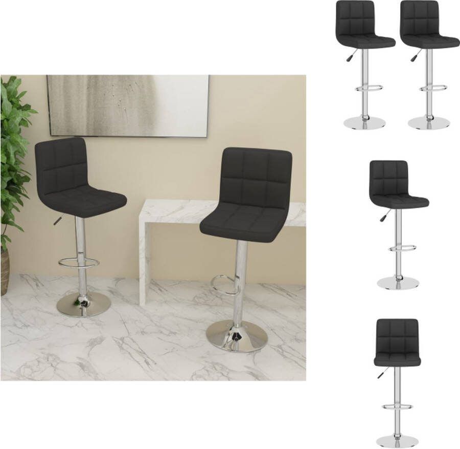 VidaXL Barkruk Zwart Stof (100% polyester) en verchroomd staal 40 x 47 x (90 111) cm 360 graden draaibaar Gasveermechanisme Ingebouwde voetensteun 2 stuks Barkruk