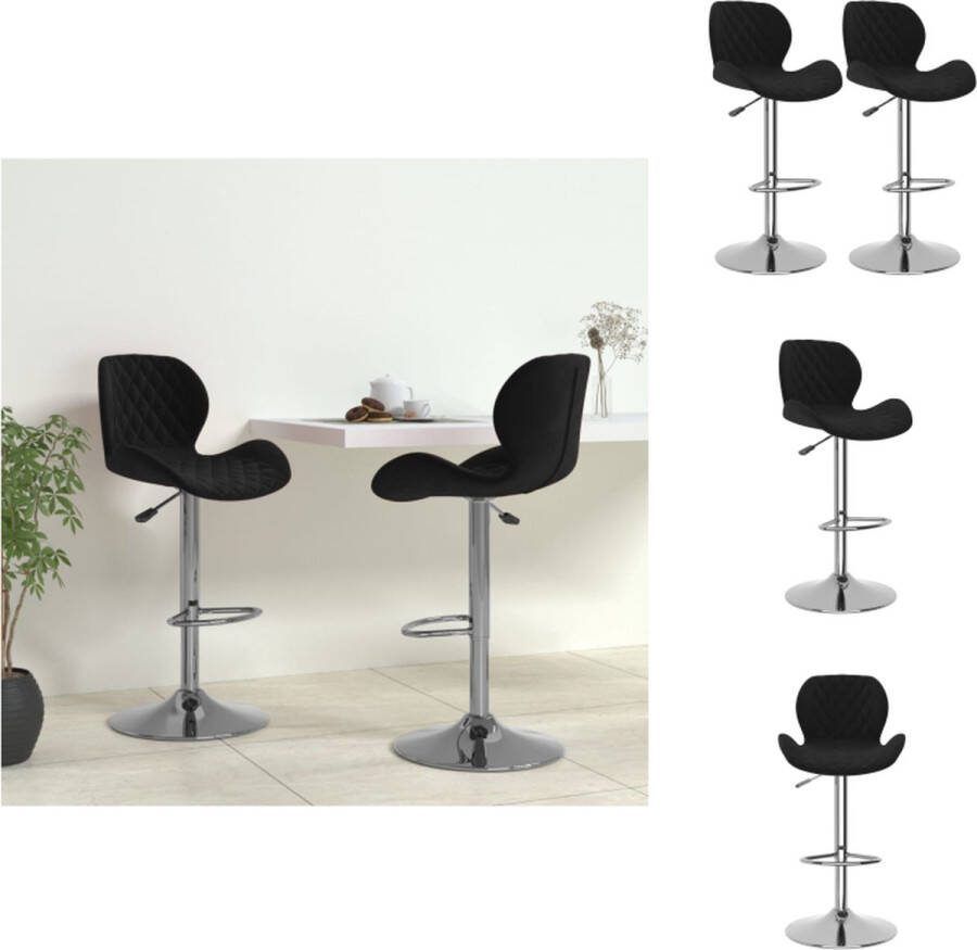 VidaXL Barkruk Zwart Verchroomd Staal en Fluweel 39 x 51 x (89-111) cm 360 graden draaibaar Barkruk