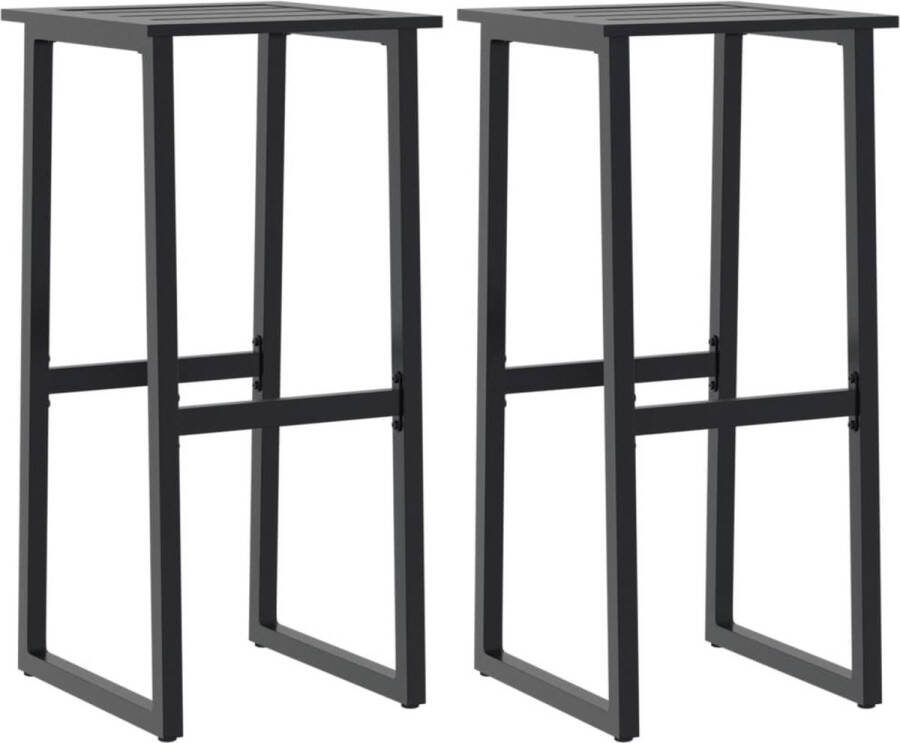 VidaXL Barkrukken 2 st 38x38x80 cm gepoedercoat staal zwart