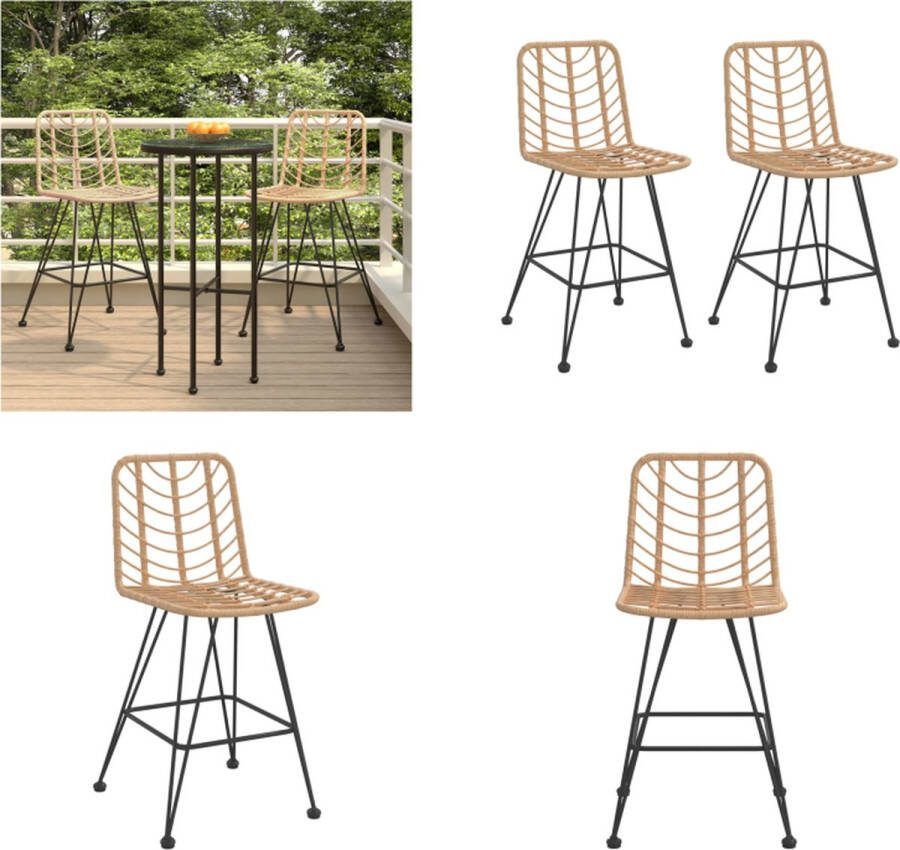 VidaXL Barkrukken 2 st 45x56x103-5 cm PE-ratten en staal Barkruk Barkrukken Barstoel Bar Kruk