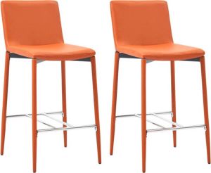 VidaXL Barkrukken 2 St Kunstleer Oranje