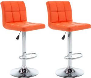 VidaXL Barkrukken 2 st kunstleer oranje