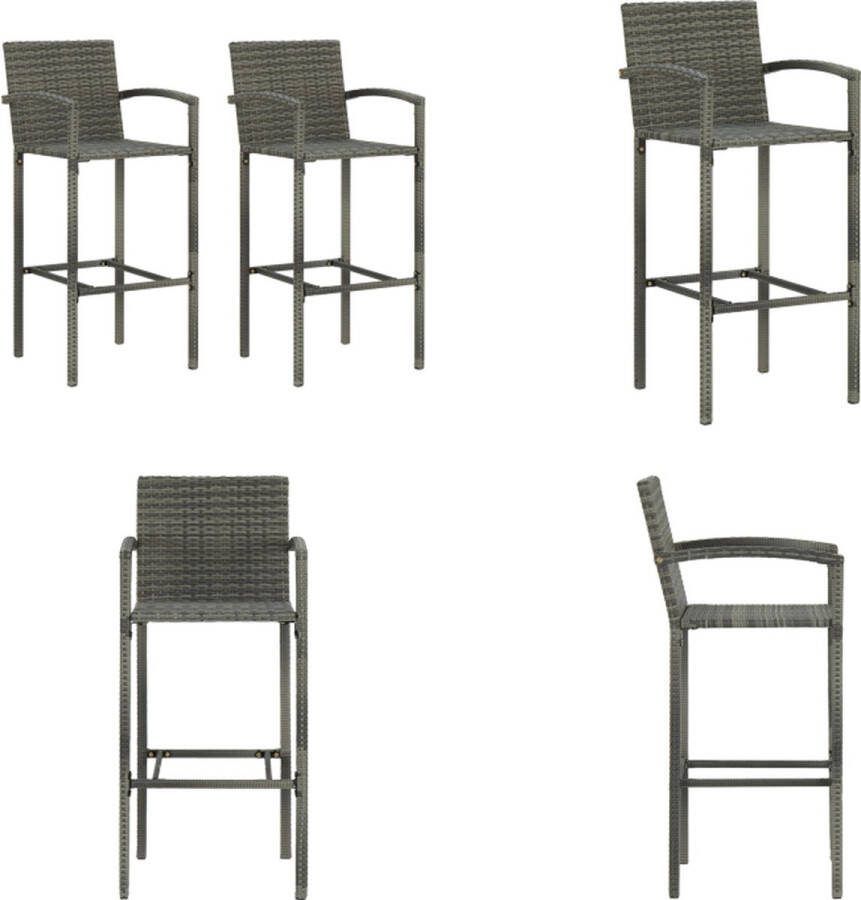 VidaXL Barkrukken 2 st poly rattan grijs Barkruk Barkrukken Barstoel