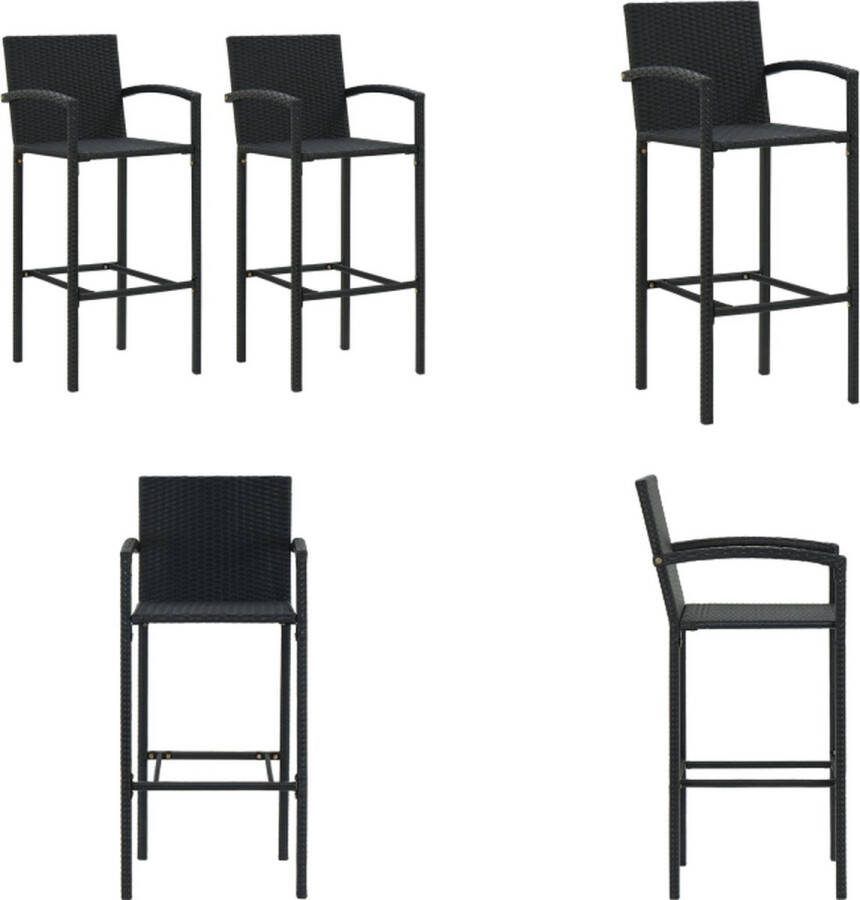 VidaXL Barkrukken 2 st poly rattan zwart Barkruk Barkrukken Barstoel