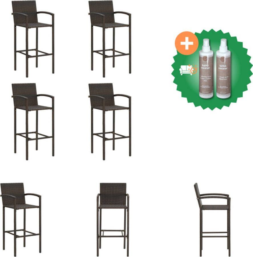VidaXL Krukken Bruin PE rattan Gepoedercoat staal 52 x 56 x 118 cm Zithoogte 80 cm Set van 4 Tuinstoel Inclusief Onderhoudsset