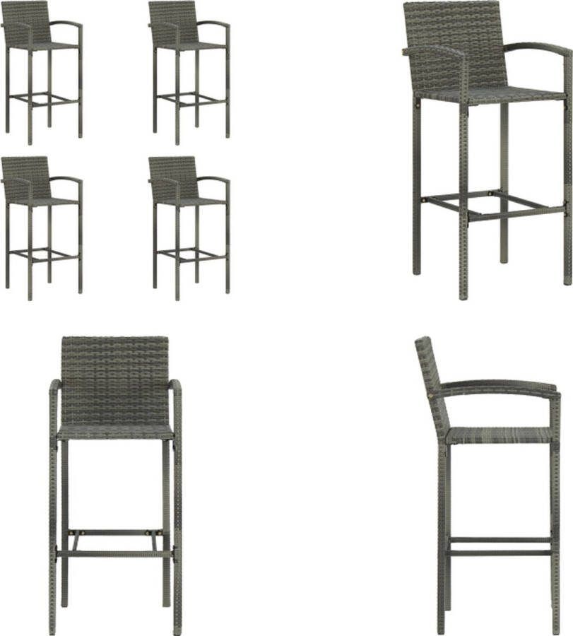 VidaXL Barkrukken 4 st poly rattan grijs Barkruk Barkrukken Barstoel