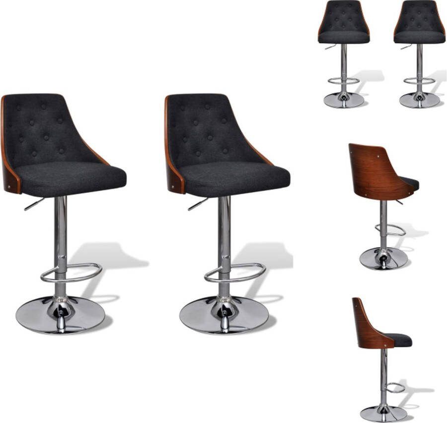 VidaXL Barkrukken Afmeting- 49x43x(92.5-113)cm Ken- Verstelbaar Kleur- Donkergrijs Bruin Barkruk
