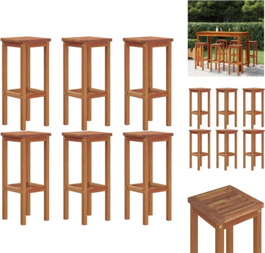 VidaXL Barkrukken Massief acaciahout 30.5 x 30.5 x 74 cm Set van 6 Tuinstoel