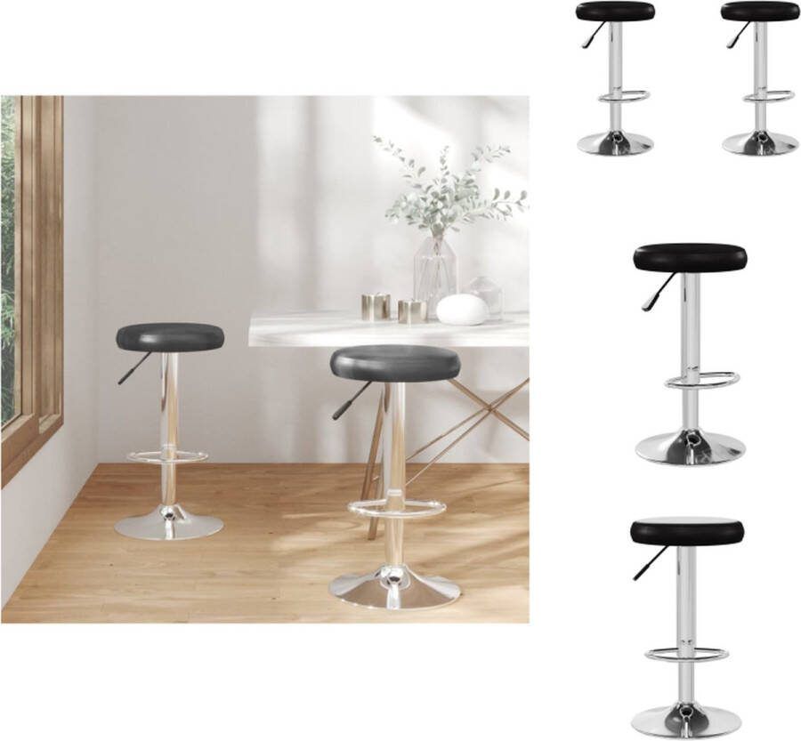 VidaXL Barkrukken naam krukken Afmeting- 31 x (58-78) cm (ø x H) Kleur- zwart Materiaal- kunstleer (60% PU 30% polyester 10% katoen) en verchroomd staal 360 graden draaibaar Gasveermechanisme Montage vereist Set van 2 Barkruk