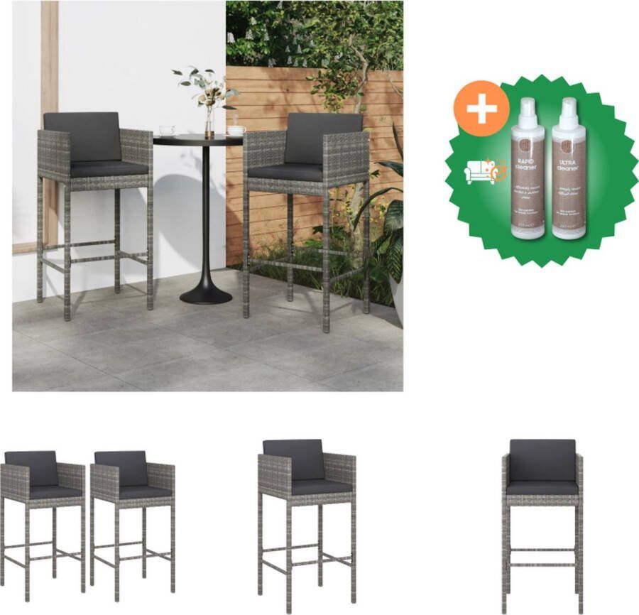 VidaXL Barkrukken Poly Rattan Grijs 50x48x100 cm Weerbestendig Stabiel Tuinstoel Inclusief Onderhoudsset