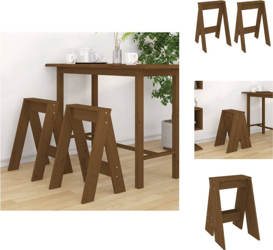 VidaXL Barkrukken Rustiek houten krukken 40x40x60 cm Massief grenenhout Krukje