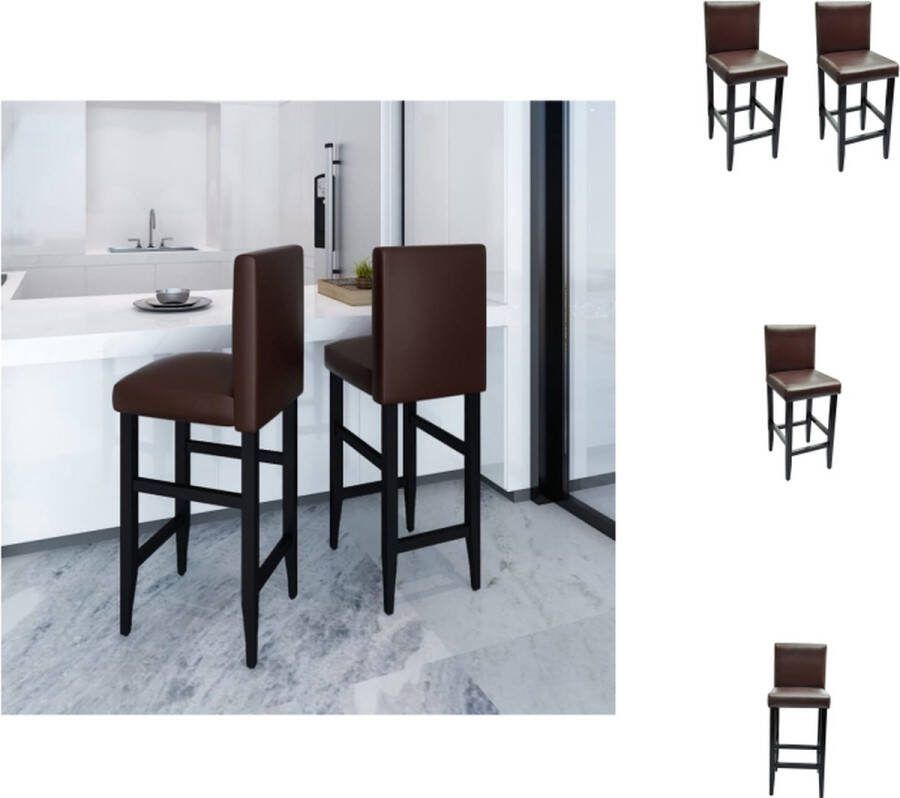 VidaXL Barkrukken Set van 2 Donkerbruin 41 x 45 x 108 cm Klassiek ontwerp Kunstleren bekleding Houten poten Barkruk