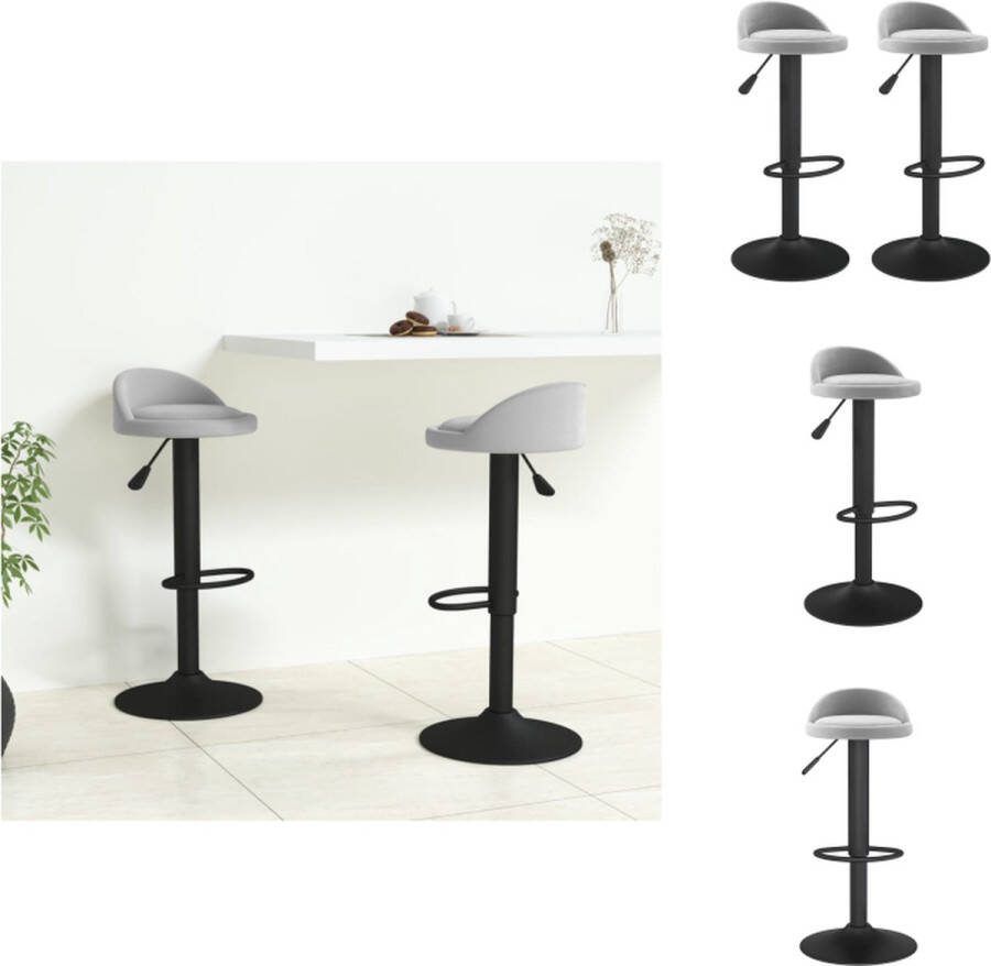 VidaXL Barkrukken Velvet Lichtgrijs 36 x 38 x (72-94) cm Draaibaar Verstelbaar Stalen Basis Barkruk