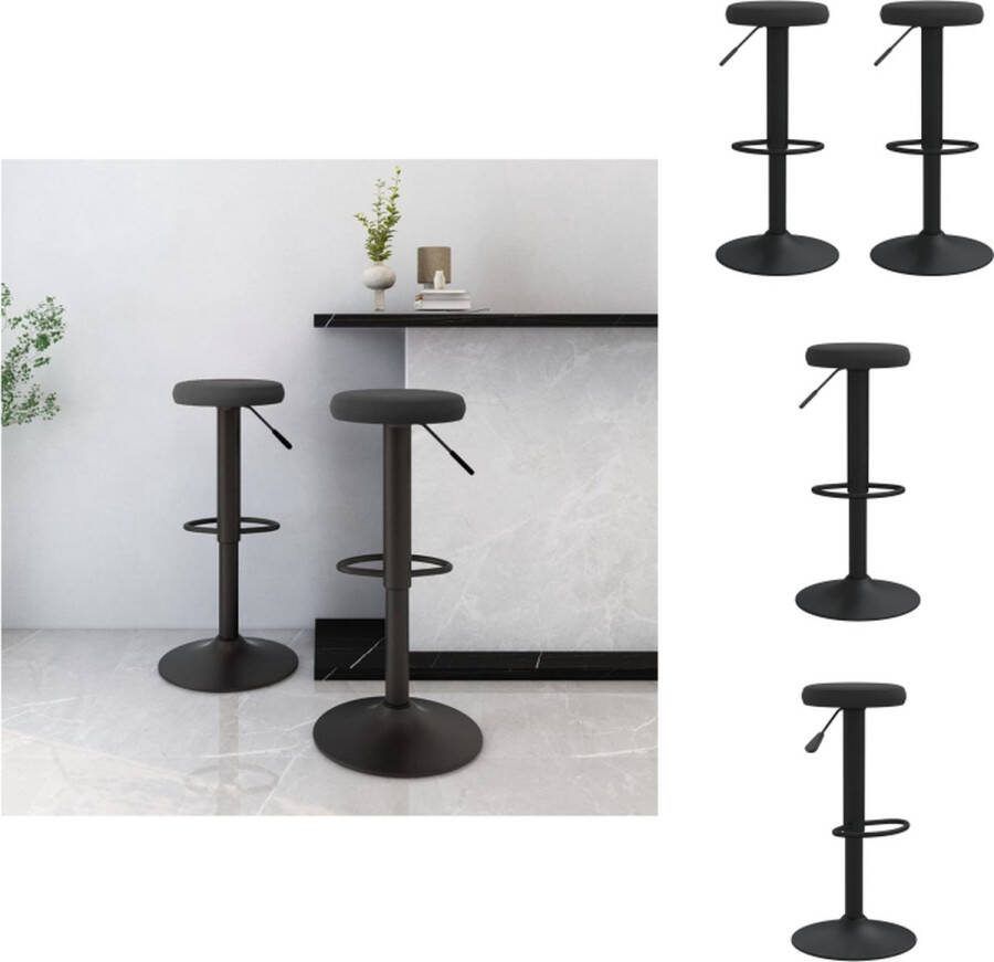 VidaXL Barkrukken Zwart fluweel 31 x (58-78) cm Gepoedercoat staal Barkruk