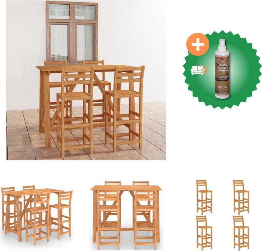 VidaXL Barset Acaciahout 140x70x104cm Bartafel 40x36.5x110cm Barkruk Tuinset Inclusief Houtreiniger en verfrisser