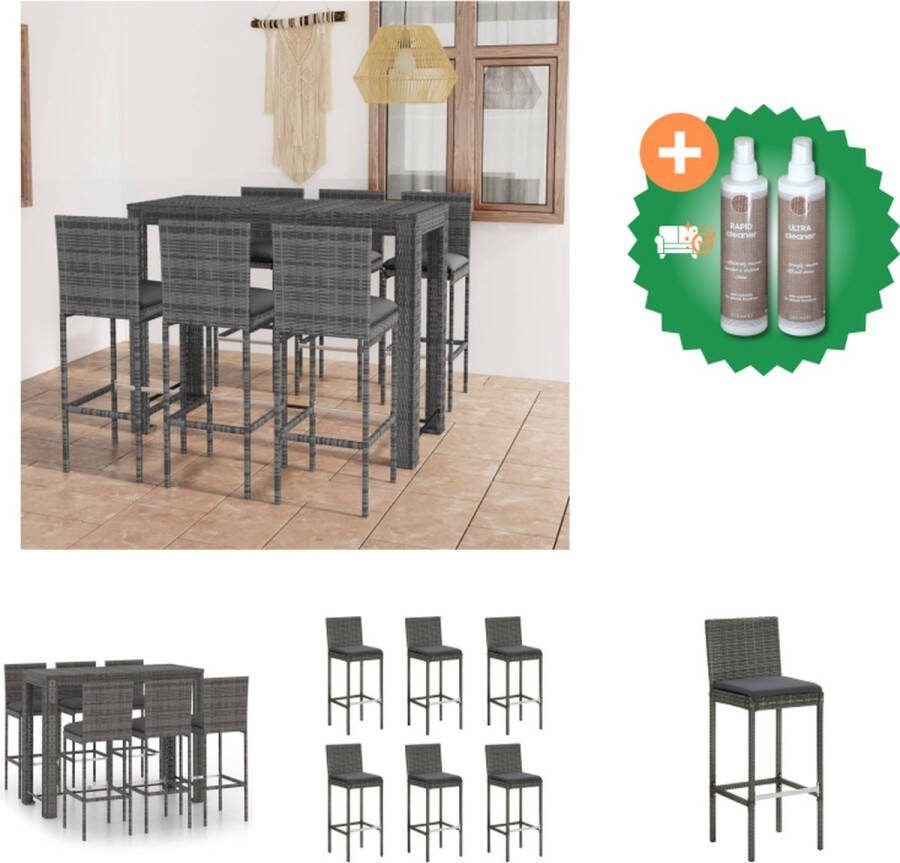 VidaXL Barset Antraciet Grijs Staal PE-rattan 140.5x60.5x110.5cm 6 krukken 6 kussens Tuinset Inclusief Onderhoudsset