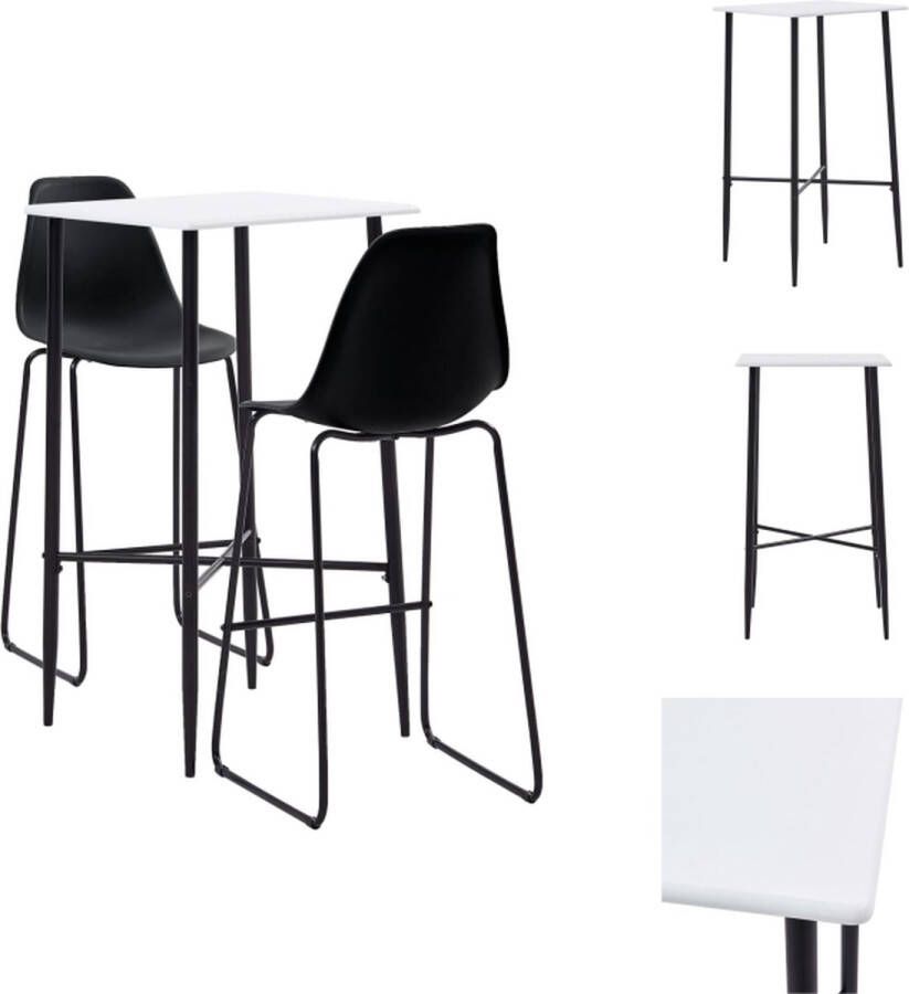 VidaXL Barset Bartafel en Barstoelen Wit 60x60x111 cm Zwart 48x57x112.5 cm Set tafel en stoelen