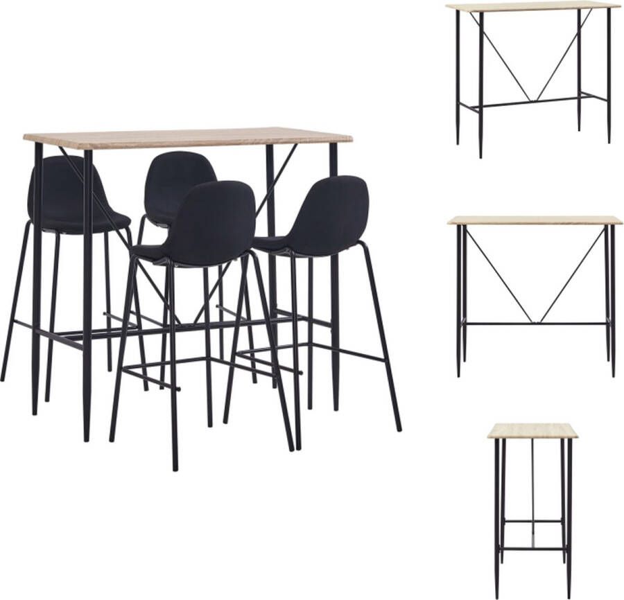 VidaXL barset Modern 4-Delige Bartafel en Barstoelen Eiken 120x60x110 cm Stalen Frame Set tafel en stoelen