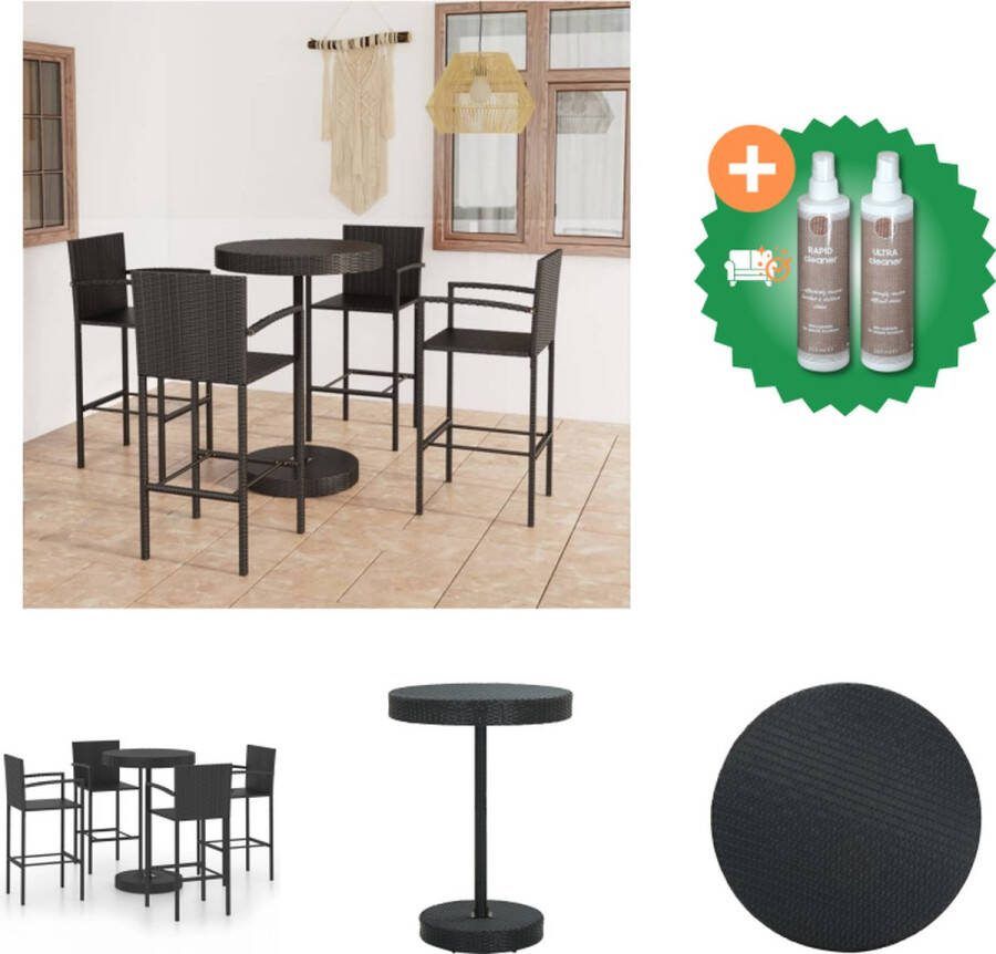 VidaXL Barset Modern Zwart Stalen Frame Weerbestendig Inclusief Bartafel 4 Barkrukken Tuinset Inclusief Onderhoudsset