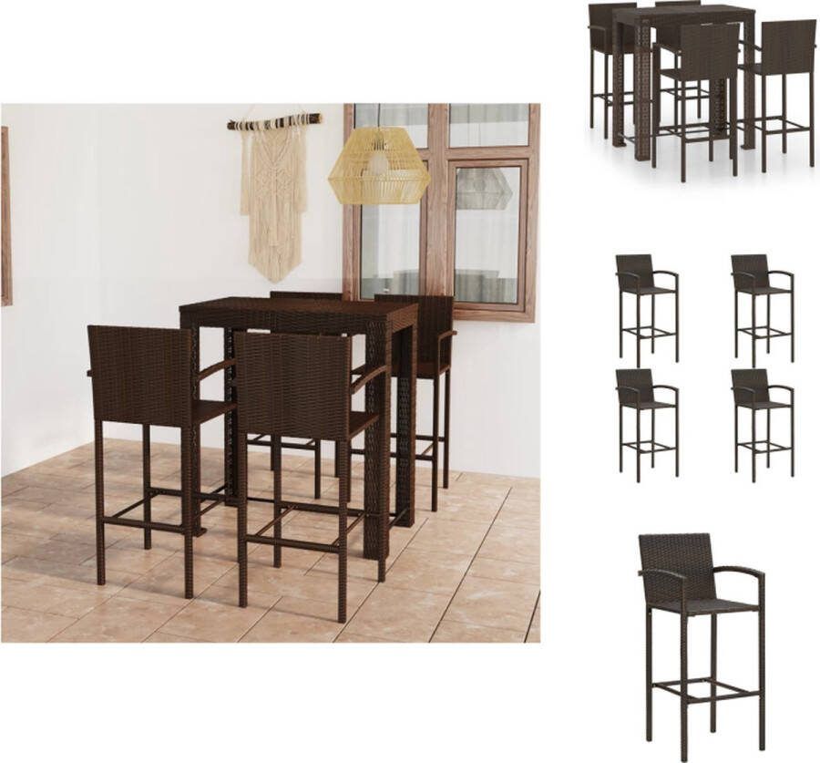 VidaXL Barset name Bartafel 100x60.5x110.5 cm Stoel 52x56x118 cm Bruin PE-rattan en gepoedercoat staal Tuinset