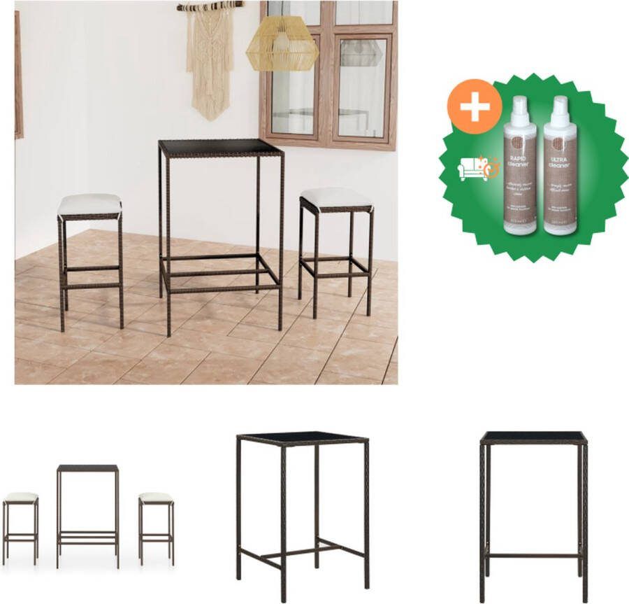 VidaXL Barset Rattan Bruin 70 x 70 x 110 cm inclusief krukken en kussens Tuinset Inclusief Onderhoudsset