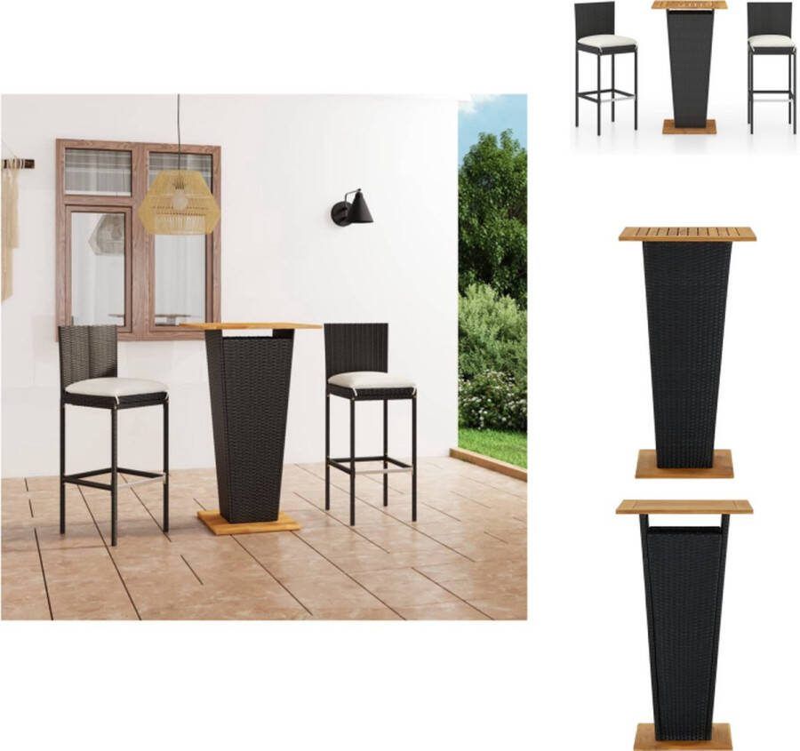VidaXL Barset Rattan Zwart Tafel- 60 x 60 x 110 cm Kruk- 40 x 44 x 108 cm Montage vereist Tuinset
