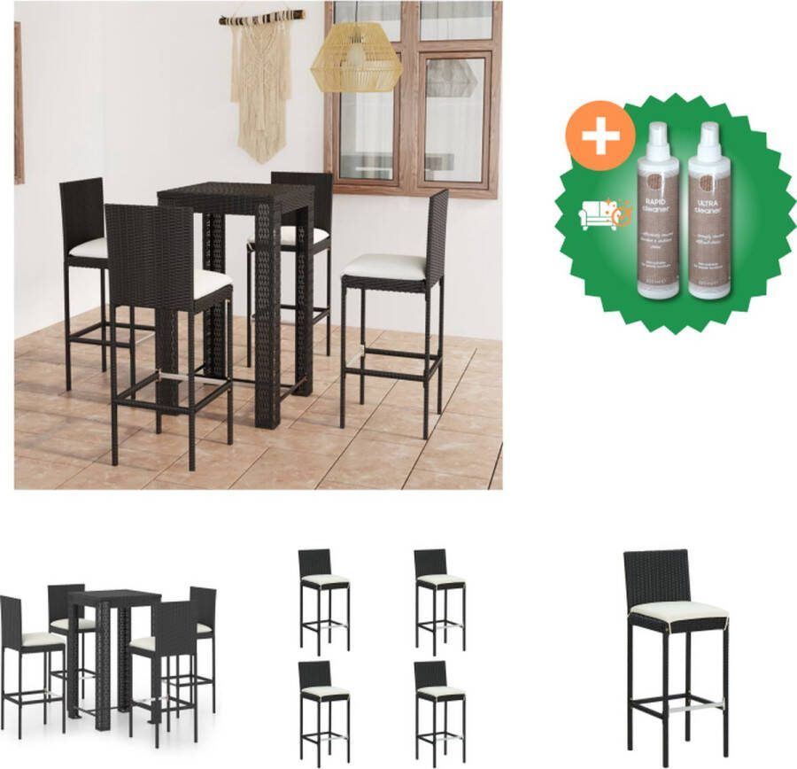 VidaXL Barset Vierkante bartafel 60.5 x 60.5 x 110.5 cm 4 barkrukken Zwart Tuinset Inclusief Onderhoudsset