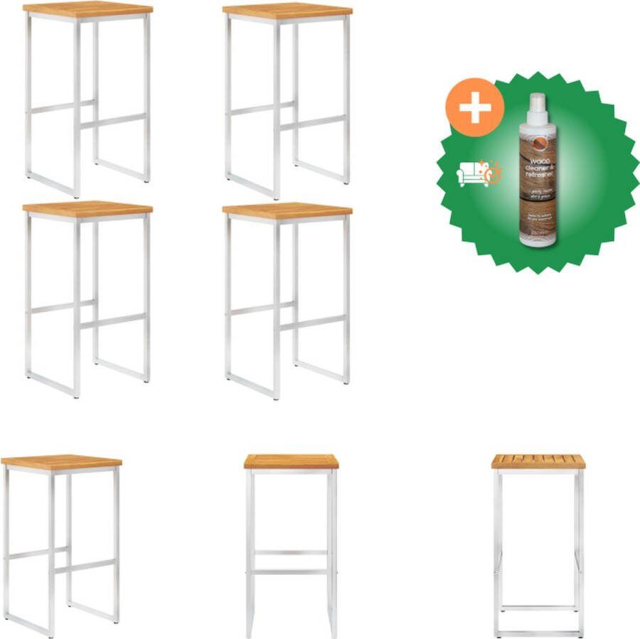 VidaXL Vierkante Barstoelenset Acaciahout met Teak Look 40x40x75 cm Weerbestendig Tuinstoel Inclusief Houtreiniger en verfrisser