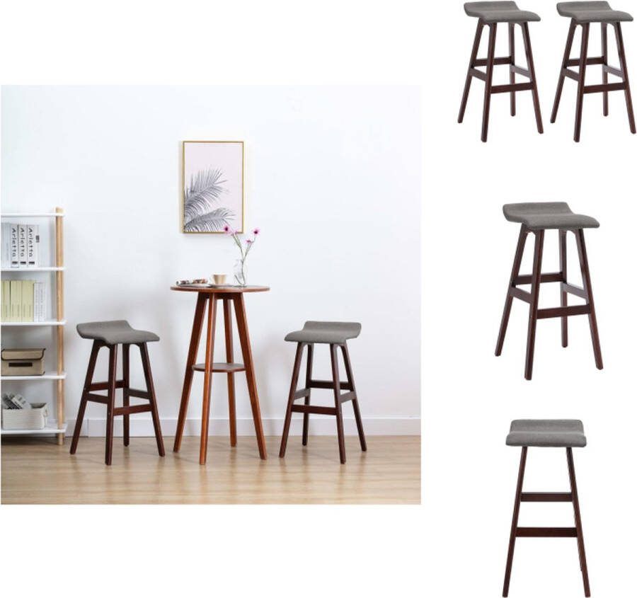 VidaXL Barstoelen Donkergrijs en donkerbruin 41 x 42 x 79 cm Stoffen bekleding Beukenhout Barkruk