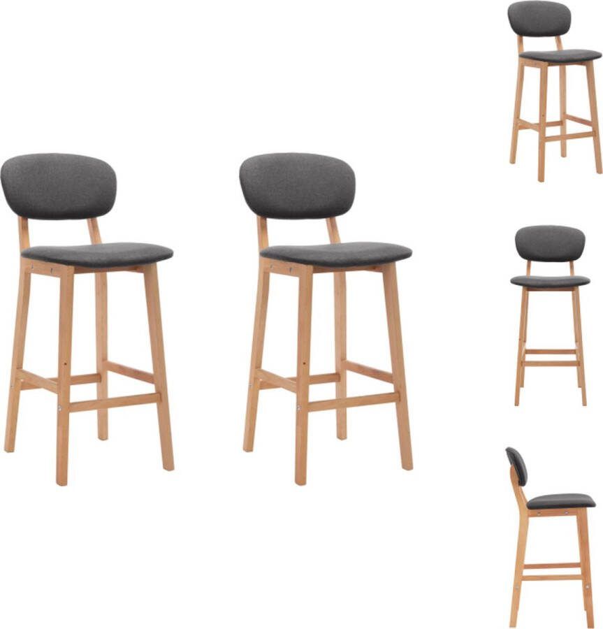 VidaXL Barstoelen Set van 2 Donkergrijs 45x47x92cm Stoffen bekleding Massief beukenhout Barkruk