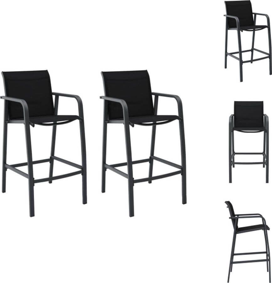 VidaXL Barstoelen Set van 2 Textileen 54 x 63.5 x 109 cm Zwart Tuinstoel