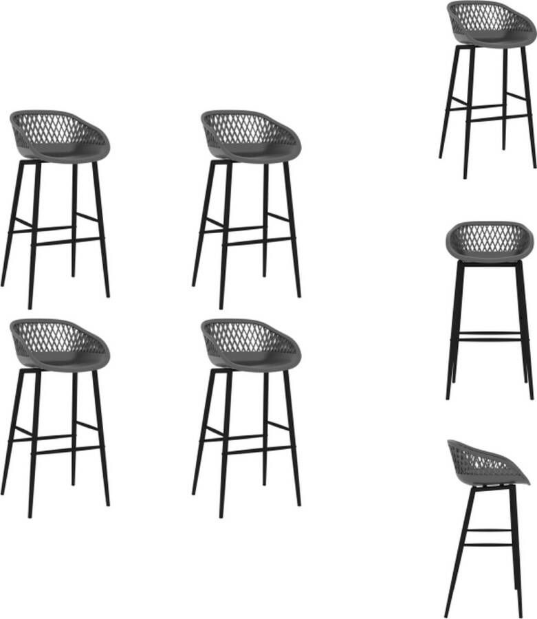 VidaXL Barstoelenset Grijs 48 x 47.5 x 95.5 cm Ergonomisch ontwerp Barkruk