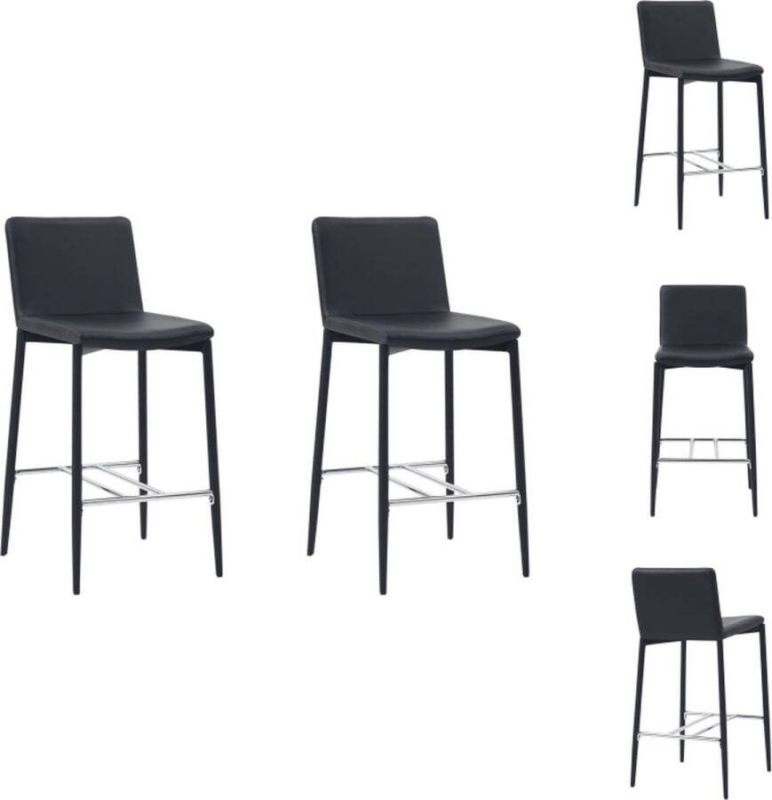 VidaXL Barstoelenset Kunstleren bekleding Gepoedercoat metalen frame Zwart 45 x 44 x 100 cm Barkruk