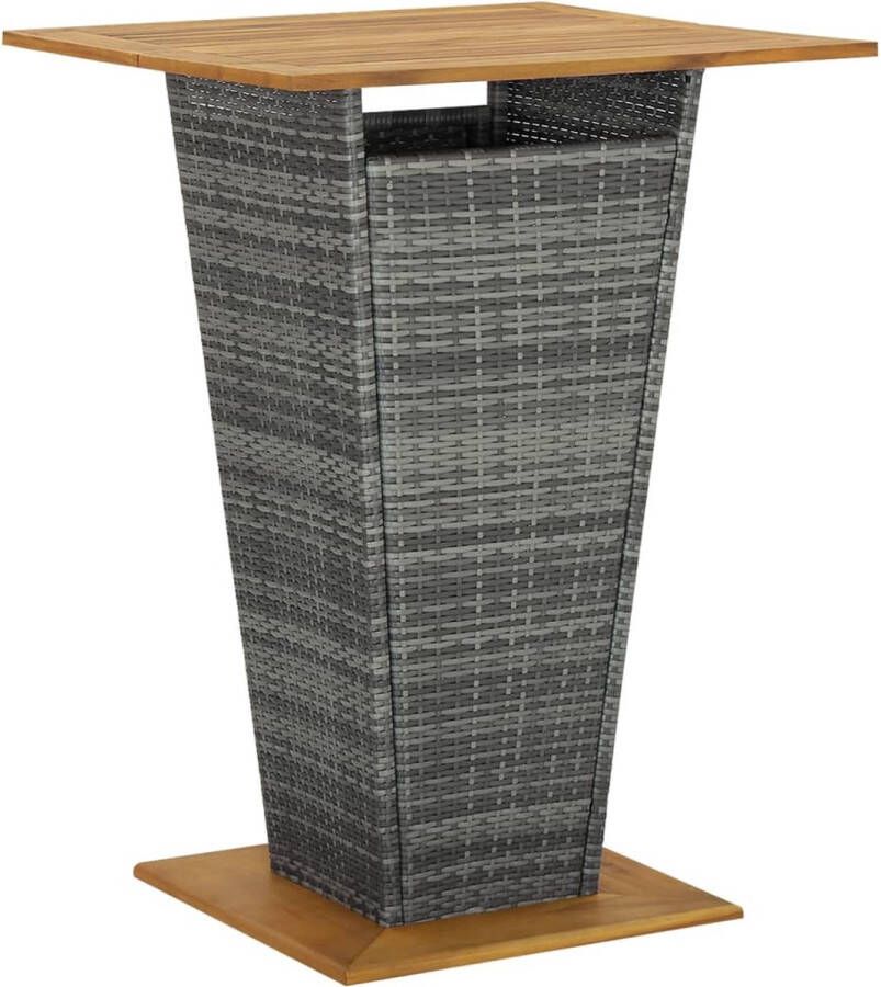 VidaXL -Bartafel-80x80x110-cm-poly-rattan-en-massief-acaciahout-grijs