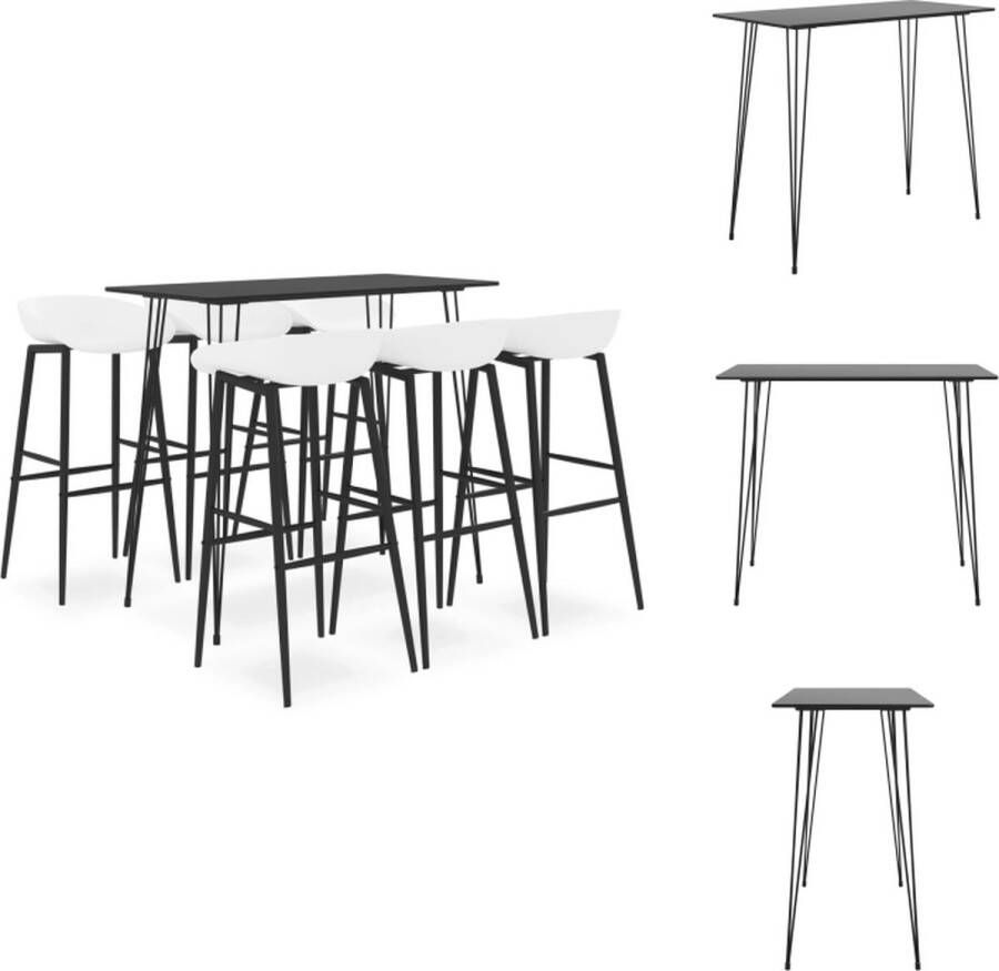 VidaXL Bartafel Dora Zwart MDF en metaal 120 x 60 x 105 cm Inclusief 1 x bartafel Set tafel en stoelen