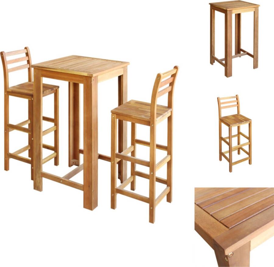 VidaXL Bartafel en -stoelenset Acaciahout 60x60x105cm Rustiek ontwerp Set tafel en stoelen