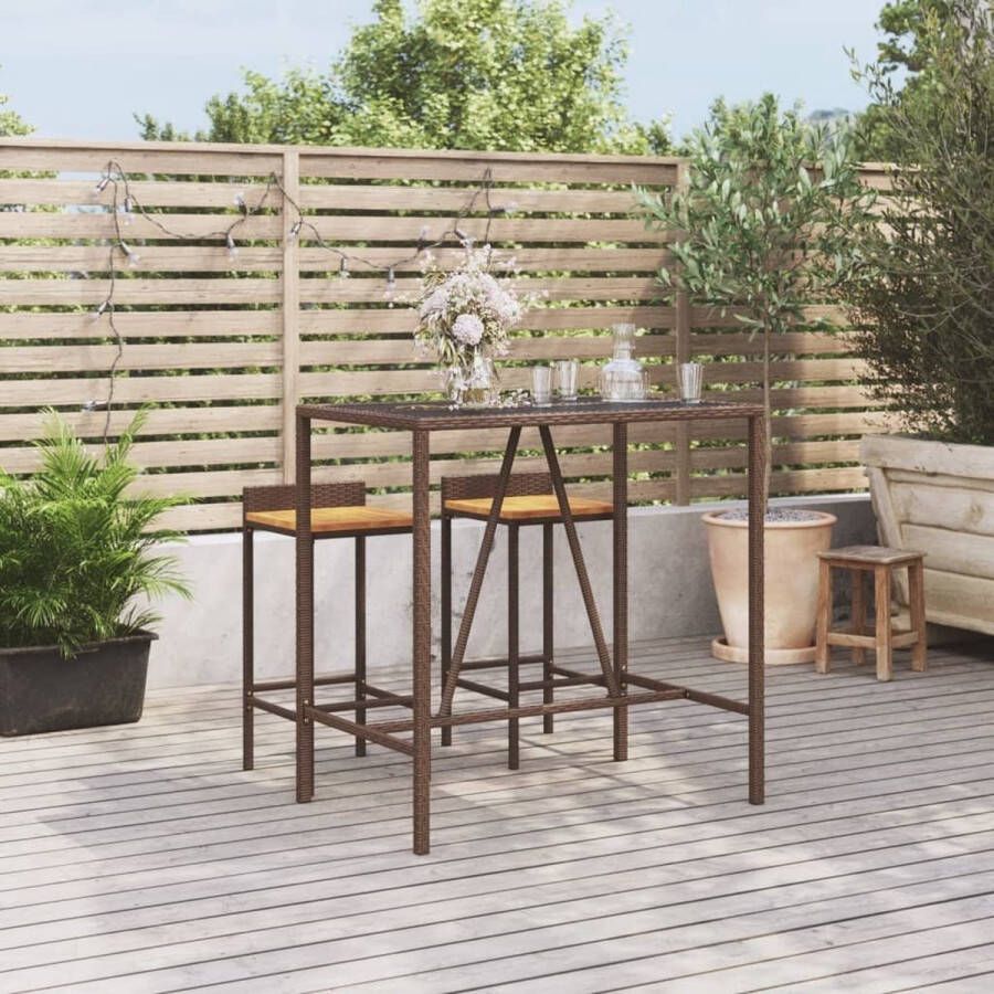 VIDAXL Bartafel Met Glazen Blad 1 Bruin 110 X 70 X 110 Cm Feesttafel