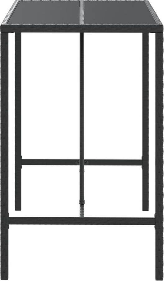 VidaXL Bartafel met glazen blad 110x70x110 cm poly rattan zwart