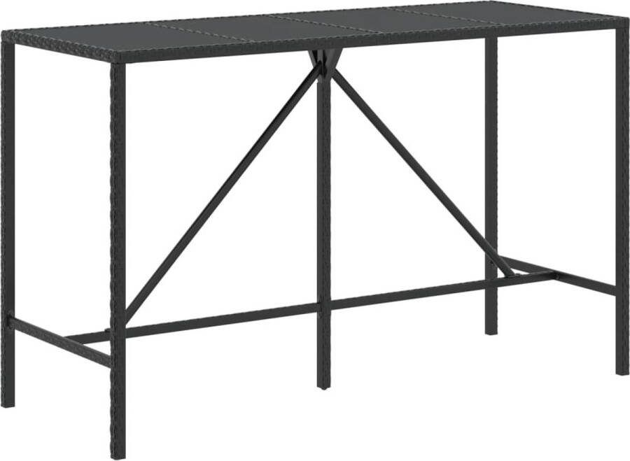 VIDAXL Bartafel Met Glazen Blad 1 Zwart 180 X 70 X 110 Cm Feesttafel