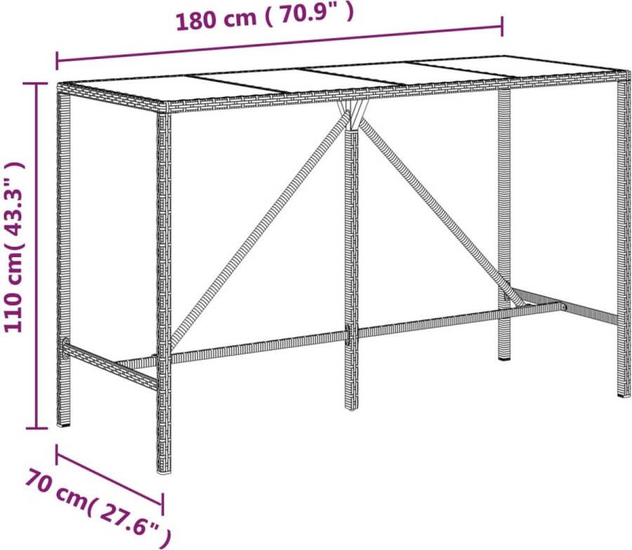 VIDAXL Bartafel Met Glazen Blad 1 Zwart 180 X 70 X 110 Cm Feesttafel