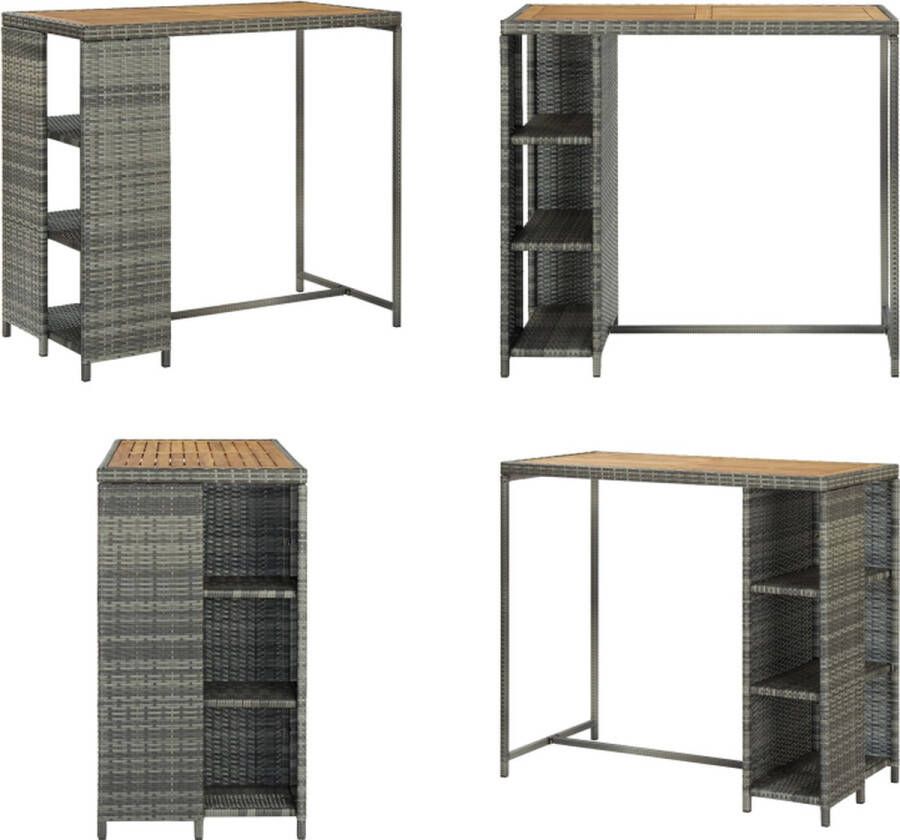 VidaXL Bartafel met opbergrek 120x60x110 cm poly rattan grijs Bartafel Bartafels Tuintafel Tuintafels