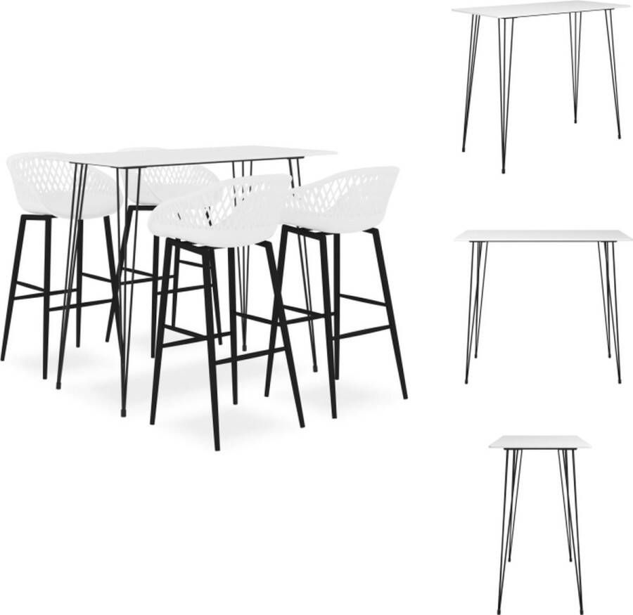 VidaXL Bartafel Modern Wit 120 x 60 x 105 cm MDF en metaal Set tafel en stoelen