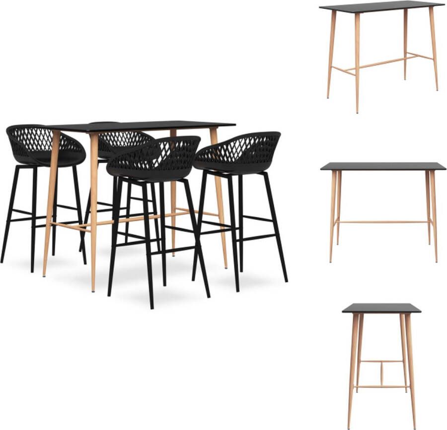 VidaXL Bartafel Statafel 120 x 60 x 105 cm MDF en metaal Zwart Set tafel en stoelen