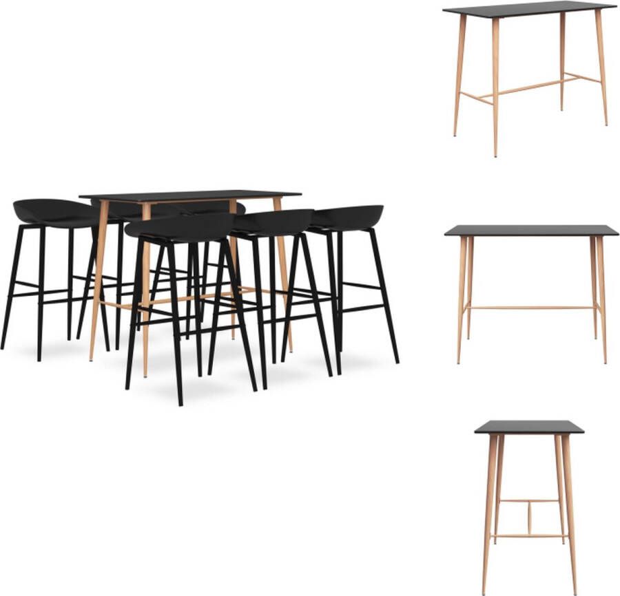 VidaXL Bartafel Zwart 120 x 60 x 105 cm MDF en metaal Barkruk Zwart 48 x 47.5 x 95.5 cm PP en metaal Set tafel en stoelen