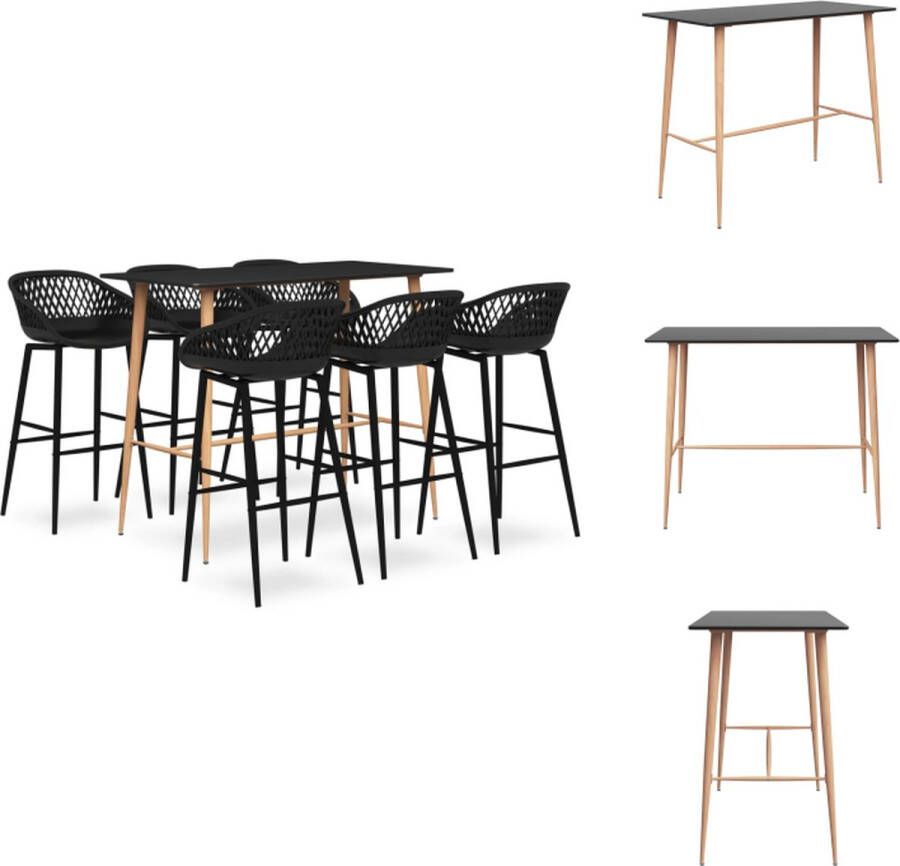 VidaXL Bartafel Zwart 120 x 60 x 105 cm MDF en Metaal Barkruk Zwart 48 x 47.5 x 95.5 cm PP en Metaal Set tafel en stoelen