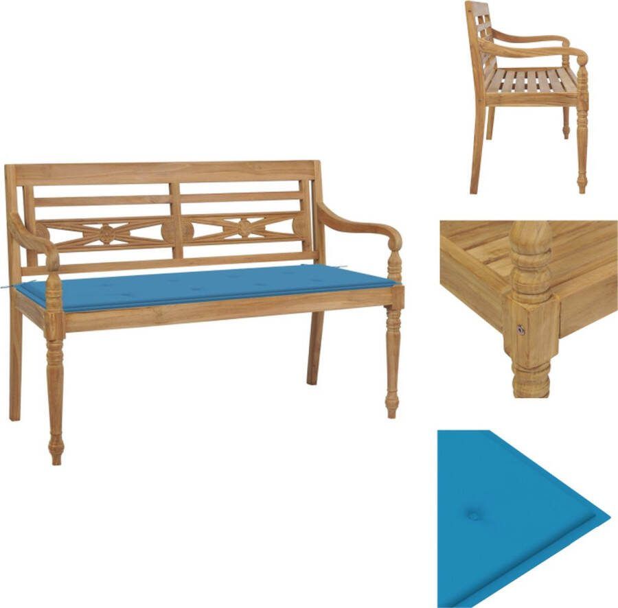 VidaXL Batavia Bank Teakhouten 120x51.5x84 cm Rustieke Charme Tuinbank