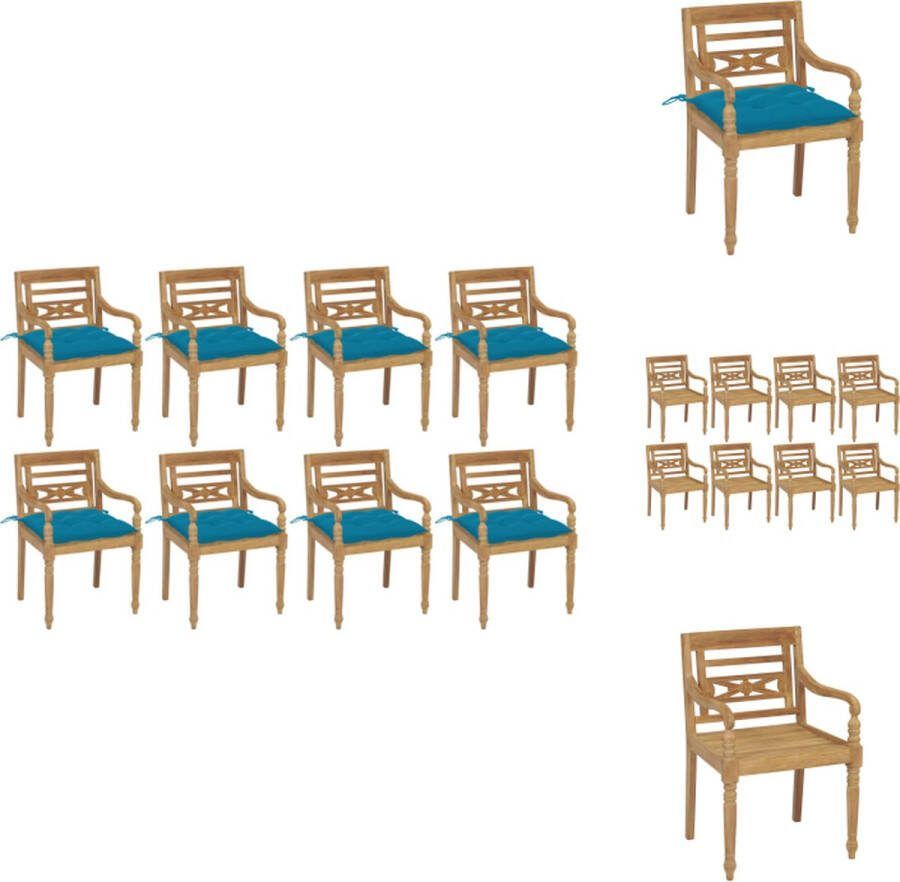 VidaXL Batavia Stoelen Teakhouten Tuinmeubelen 55x51.5x84 cm Weerbestendig Tuinstoel